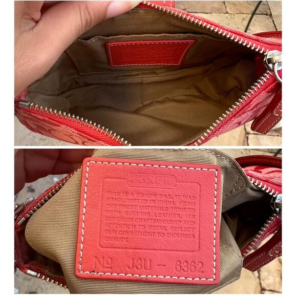 Coach Vintage Cherry Red Signature Hampton Buckle Demi Hand Purse/Shoulder Bag - Picture 8 of 8